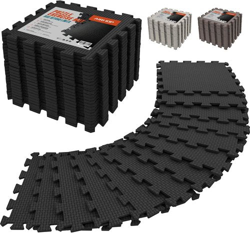 AIRHOP Gym Floor Mat - 18 High-Density EVA Foam Interlocking Tiles for Home Gym & Play Areas
