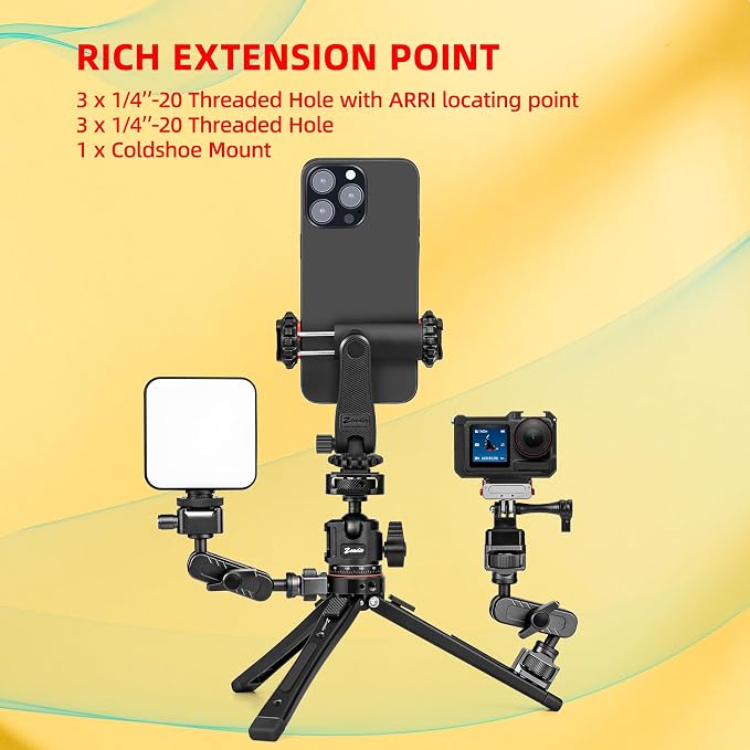 Zeadio Heavy Duty Metal Tripod Kit, Universal 1/4" Screw Adapter Tripod Mount