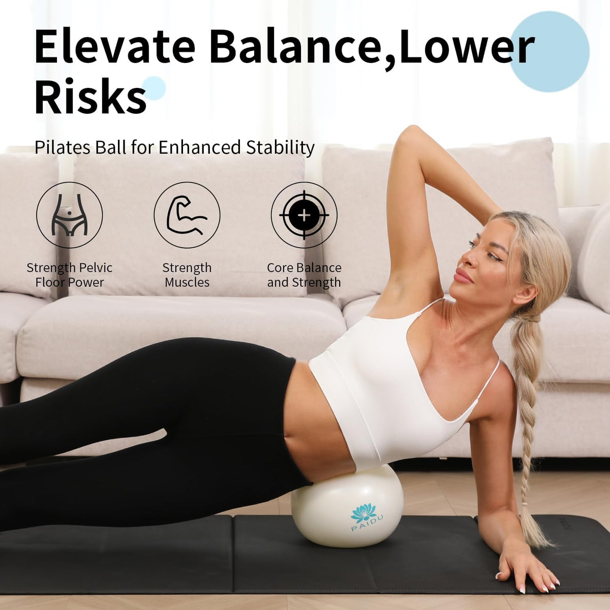 PAIDU Pilates Ball - 10-Inch Anti-Explosion Mini Yoga Ball for Core Training & Stability