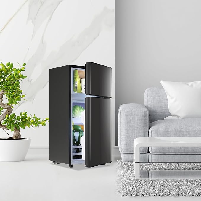 2.4 Cu.Ft Small Refrigerator with Freezer Dorm Mini Fridge with Removable Plastic Shelves Mini Refrigerator Ideal for Home, Office,Dormitory Gray