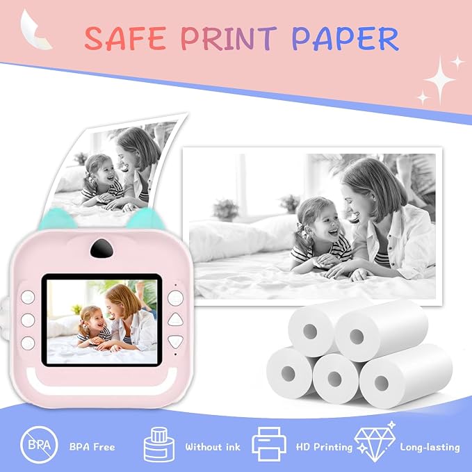 20 Rolls MIARALA Instant Print Kids Camera Paper Roll Refill, HD Print Paper