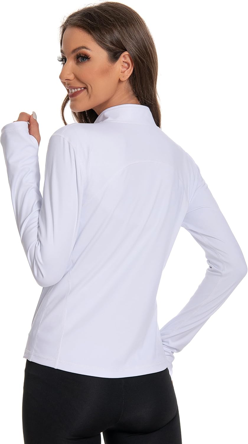Skiennix Women's Athletic Full Zip Jacket - Lightweight Yoga Jacket with Pockets & Thumb Holes