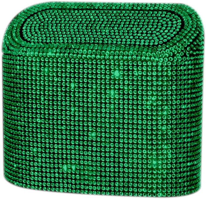 Sparkly Car Trash Car,Hanging Garbage Can with Lid Bling Rhinestone Trash Bin,Litter Container for Vehicle,Office,Home (Green)