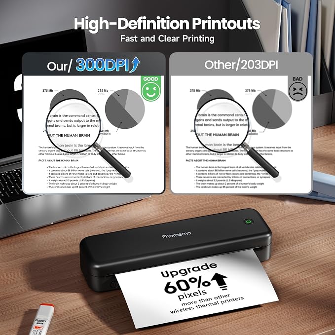 Phomemo Upgraded 300DPI Portable Printers Wireless