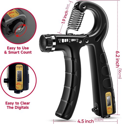 FitBeast Hand Grip Strengthener Kit - 5 Pack Adjustable Resistance Grippers & Stress Relief Tools for Athletes