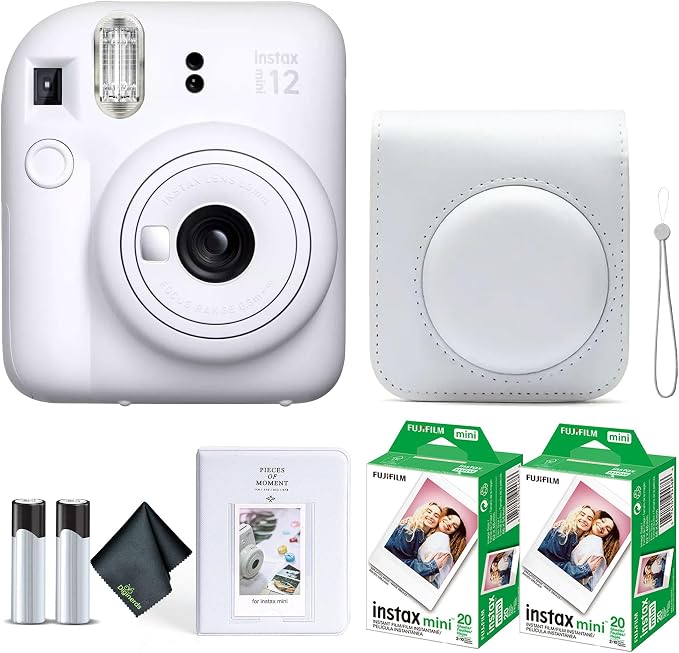 Fujifilm Instax Mini 12 Instant Camera Clay White Bundle