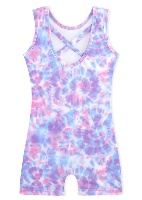 HOZIY Tie Dye Leotards for Toddler Girls Gymnastics 3t 4t Purple Pink Blue White Non Sparkly Tumbling Outfit Biketard Dance Clothes with Scrunchies