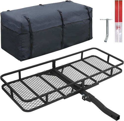 Leader Accessories Trailer Hitch Cargo Carrier Rack - 60"x24"x6" Folding Vehicle Basket for SUV, RV, Truck | 500 lbs Capacity