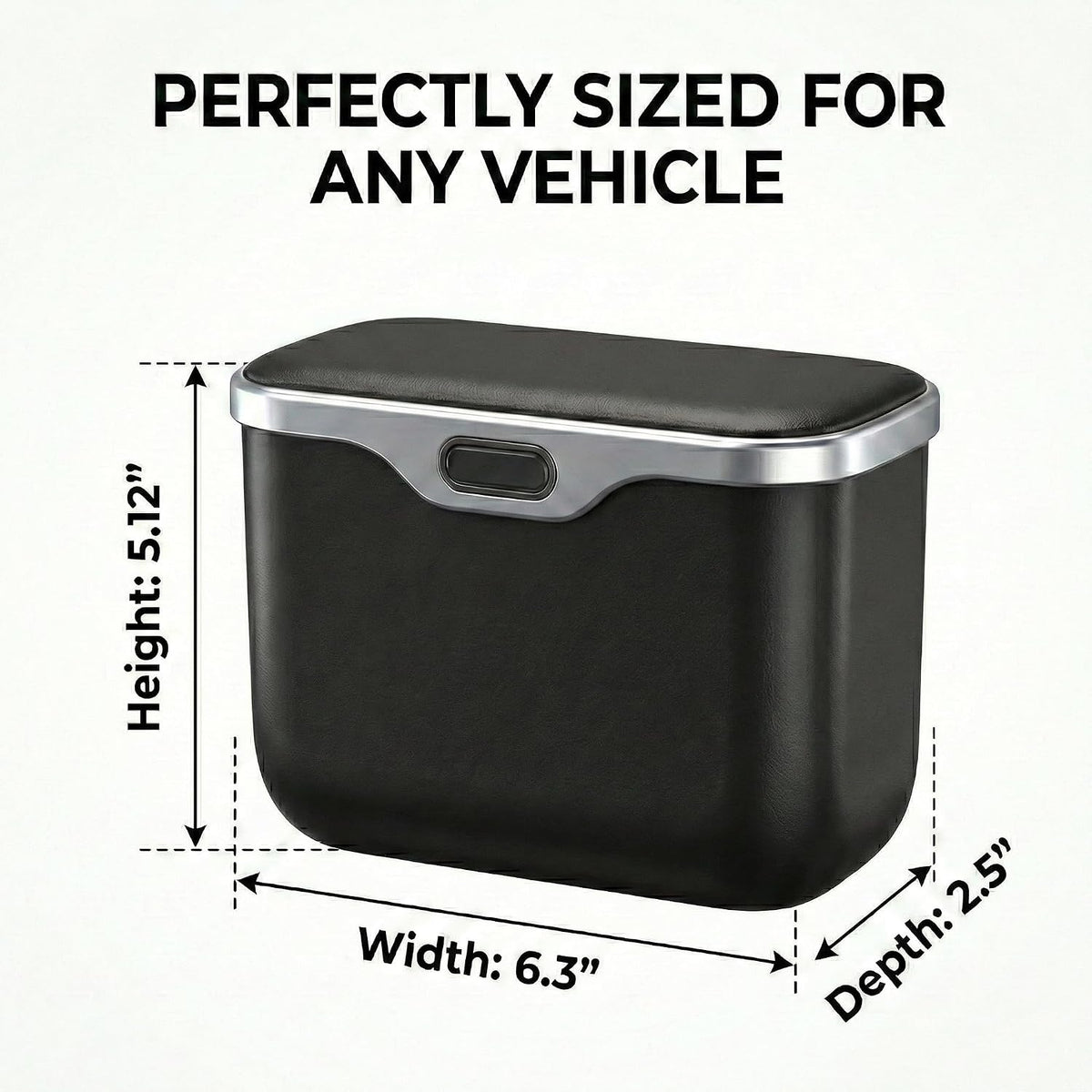 Car Trash Can with Lid - Leakproof Hanging Car Garbage Bin for Door & Seat Back - Waterproof Auto Trash Bag & Multifunctional Storage Organizer for SUV, Truck, Sedan (Black)