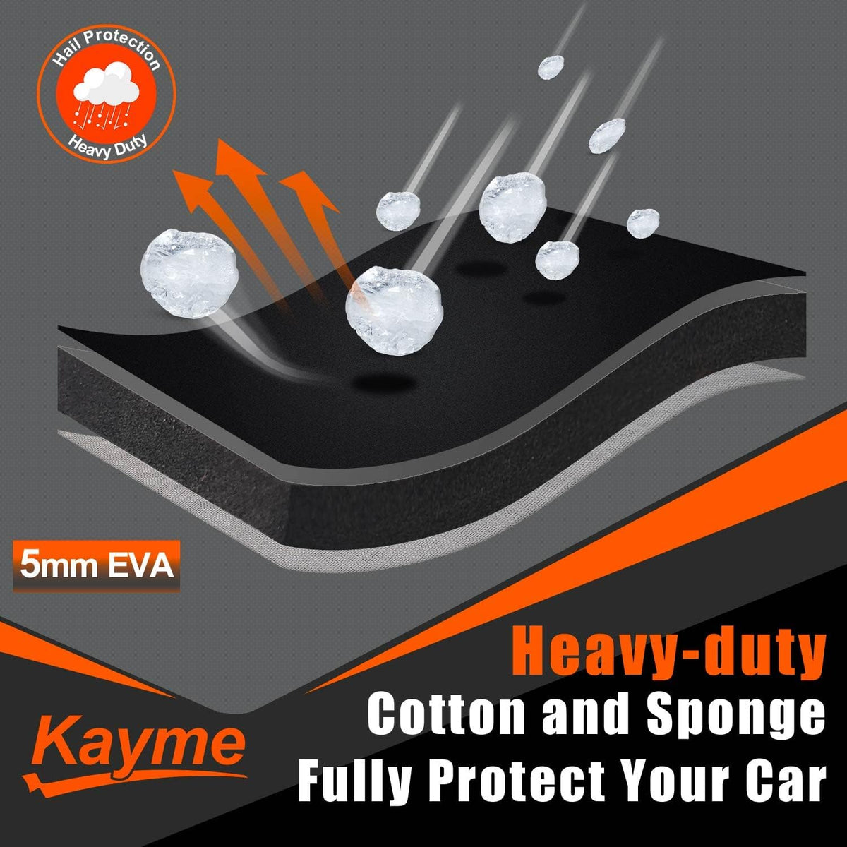 Kayme Hail Protector Car Cover，Anti Hail Thickened Multi-Layered EVA Car Cover Waterproof All Weather with Wind Straps, Outdoor Hail Protection Cover, Fits Sedan/Coupe 186-193 Inch Vehicles