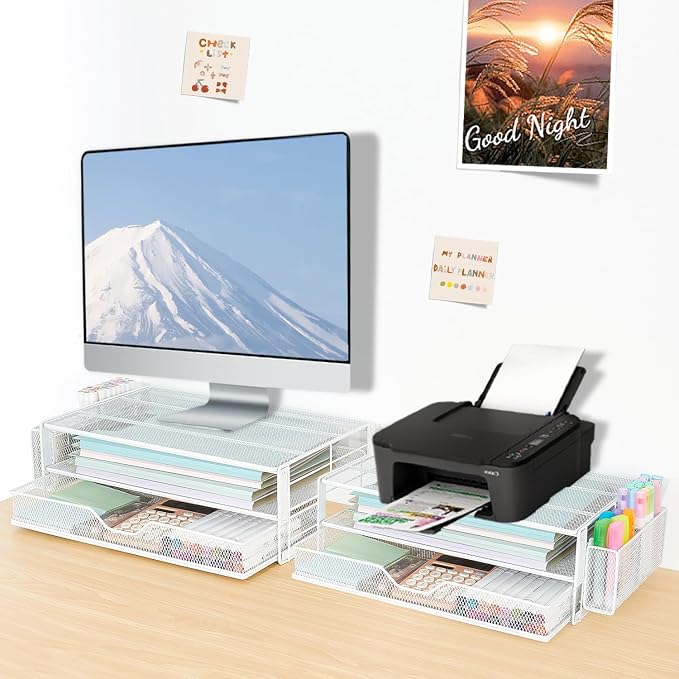 AUPSEN Computer Monitor Stands Riser，2-Tier Desk Organizers and Accessories