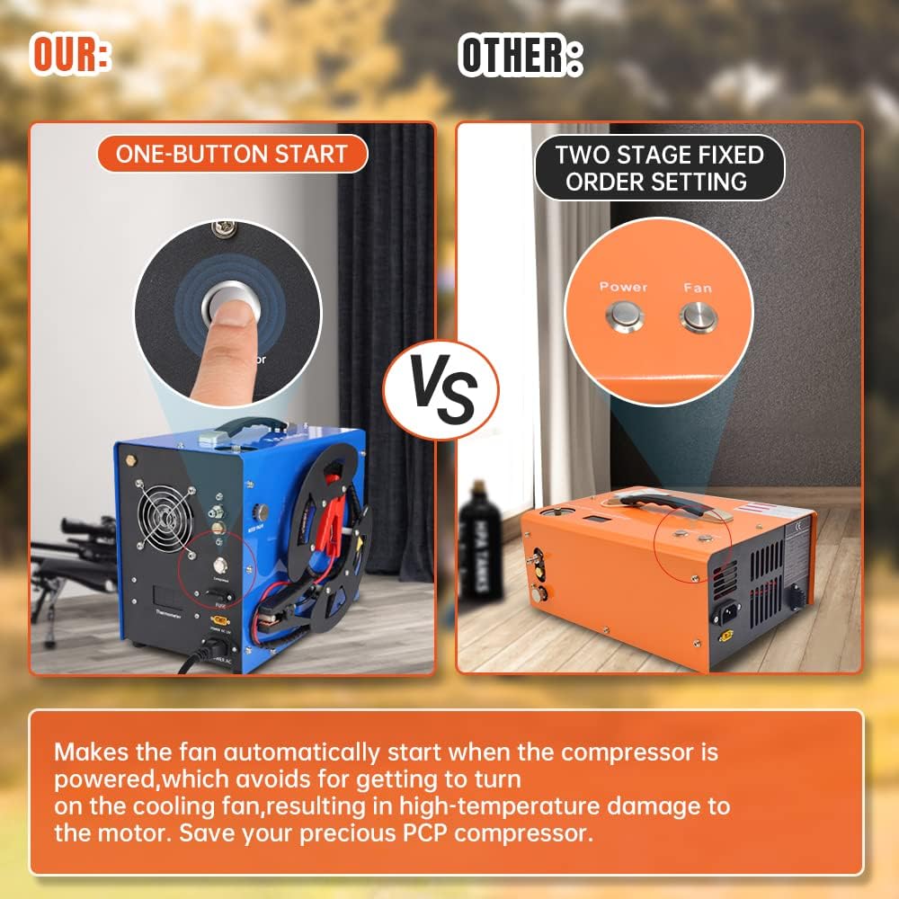 TOAUTO A3 PCP Air Compressor - Portable Vertical Design with Auto-Stop | 4500Psi, 110V AC/12V Battery