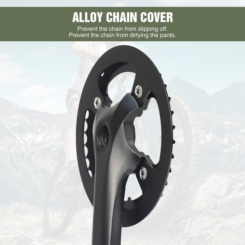 WEEROCK Mountain Bike Crankset Steel 1 Piece 38T Charing Single Alumininum Alloy Cover Crank Set with 170mm Arm 104 BCD, Compatible with Single Speed Bicycle and 6/7/8/9/10/11 Speeds MTB Bike, Black