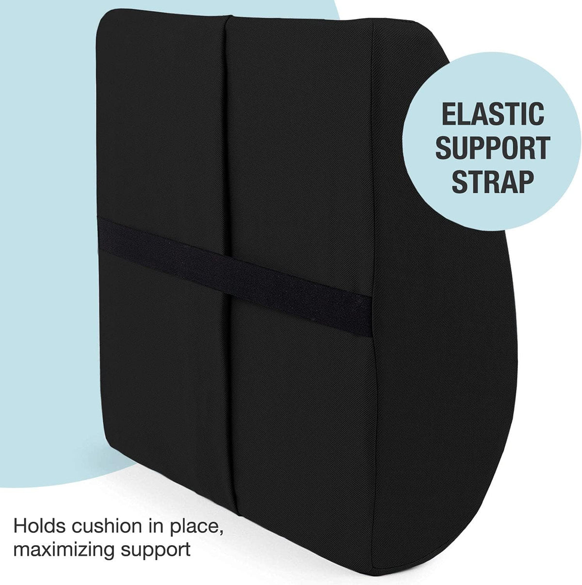 DMI Lumbar Pillow for Chair to Assist with Support with Removable Washable Cover to Ease Lower Back Pain and Discomfort while Improving Posture, 14 x 13 x 5, Contoured Foam, Premium, Black