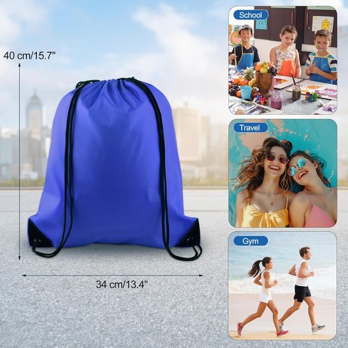 KUUQA Drawstring Backpack Bags - 2 Pcs Sports Cinch Sack for School & Gym | Blue Color