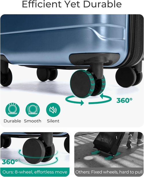 BAGSMART Carry On Luggage - Lightweight 20 Inch Spinner Suitcase with TSA Lock | Airline Approved, Royal Blue