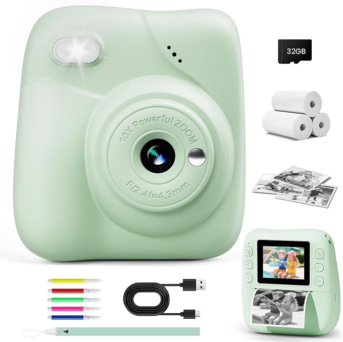 Kids Camera Instant Print, 1080P HD Kids Instant Camera