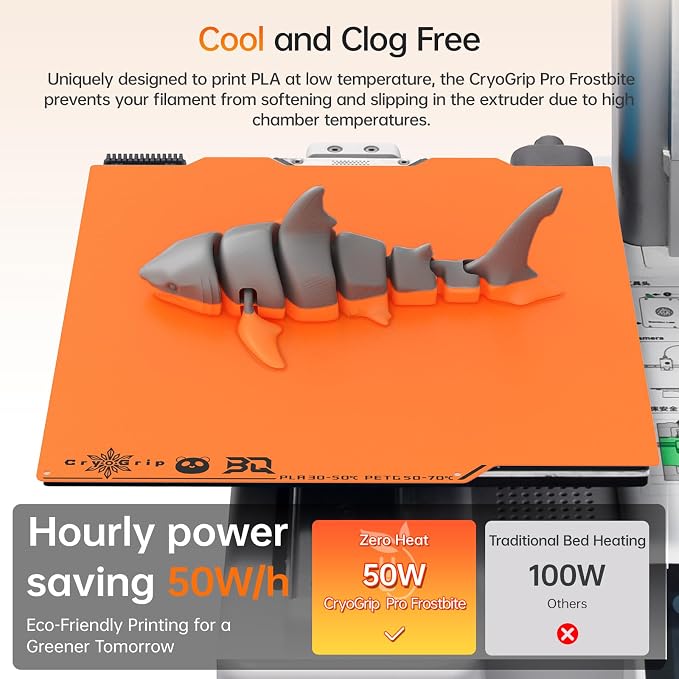 BIQU Cryogrip Pro Frostbite Matte Orange Cold Build Plate