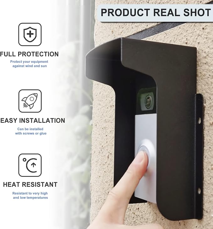 Doorbell Rain Cover Ring Doorbell Anti-Glare, Steel Weather-Blocking Cover