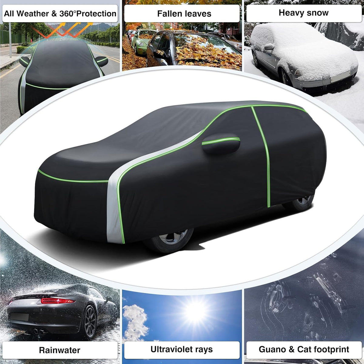 420D Car Cover for BMW X3/X3 M 2003-2024 2025 2026 All Weather SUV Car Covers for X3 Accessories Outdoor Waterproof UV Protection with Zipper & Reflective Safety Strips