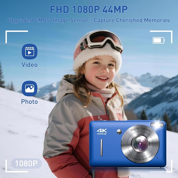 Digital Camera, 44MP FHD 1080P Point and Shoot Digital Camera