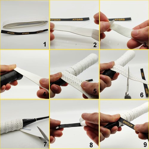 ATGRS Tennis Grip Tacky Tennis Racket Grip Tape Absorbent Anti-Slip Overgrip for Tennis Badminton Pickleball Racquet Handle Grip with Damping Ridges Overgrips (White)