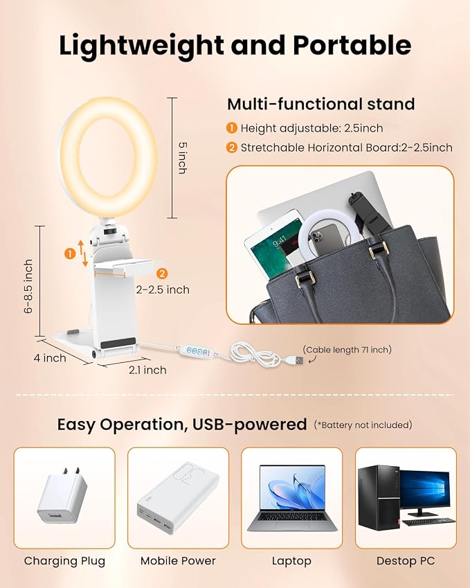 Ring Light for Laptop Desk Clip On, Small Computer Video Conference Lighting