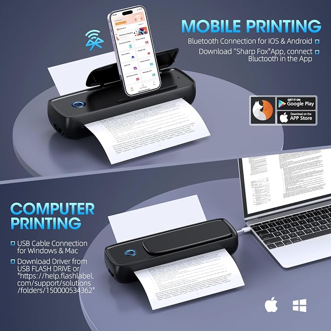 Inkless Portable Printer Wireless