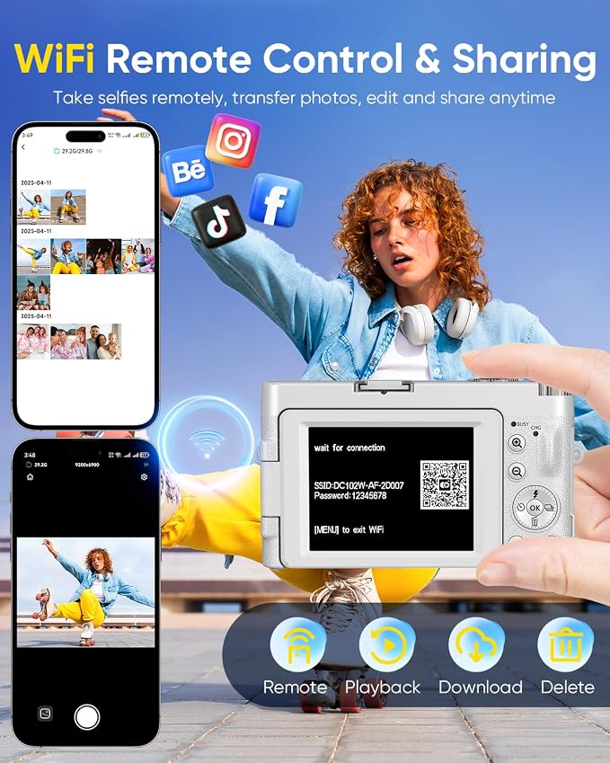 64MP Digital Camera for Photography, 2026 New WiFi 4K Vlog Video Camera for