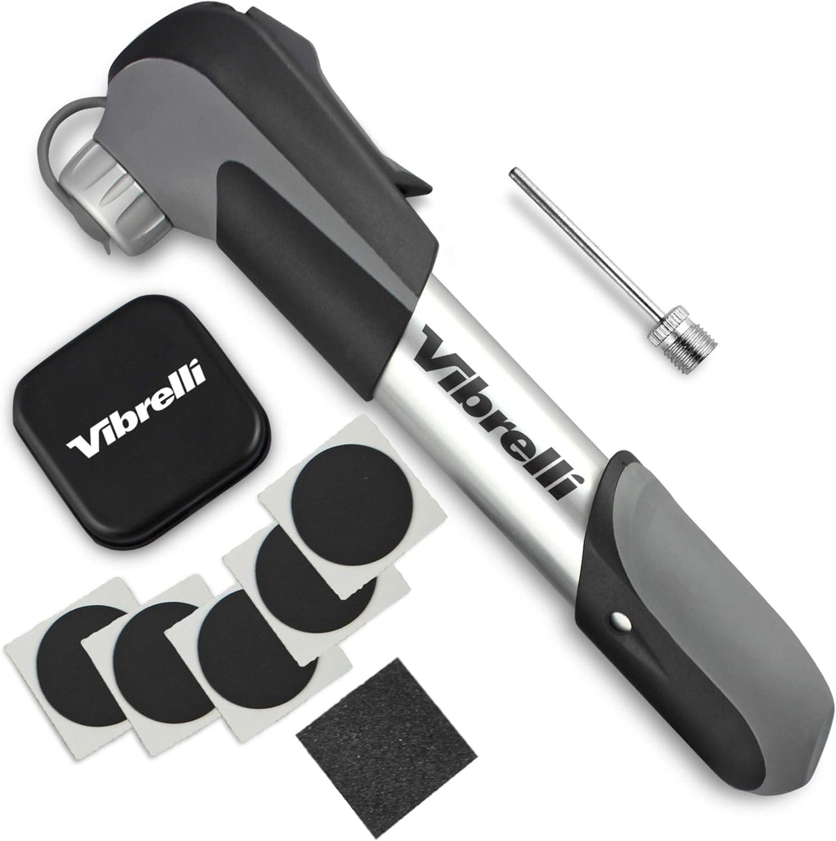 Vibrelli Mini Bike Pump - 120 PSI Presta & Schrader Tire Pump for Road & MTB - No Valve Change Required