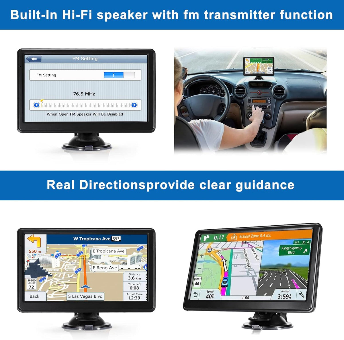 Skiennix GPS Navigation | 7-Inch Touch Screen Car GPS with Voice Guidance & Lifetime Maps