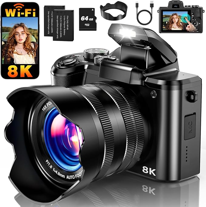 8K Digital Camera, 88MP WiFi Cameras