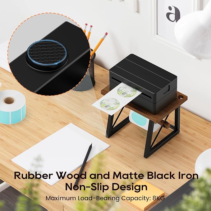 Label Holder for Rolls and Fan-fold Labels, Wooden Label Holder for Desktop