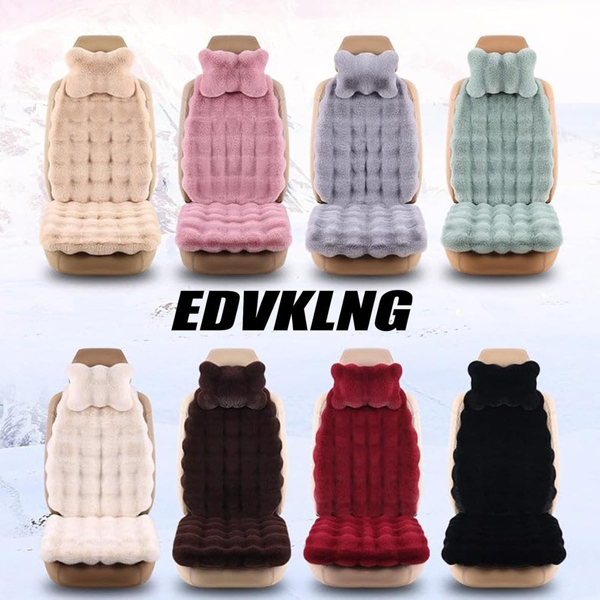 Luxury Thickened Plush Car Seat Cushion Set,Soft Fluffy Protector Warm Faux Rabbit Fur Non-Slip Front and Back Seat Covers (Coffee,6pcs)