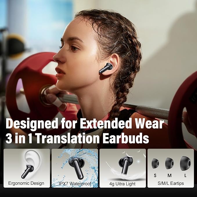 Ai Translation Earbuds Real Time, 165 Languages Translator Earbuds