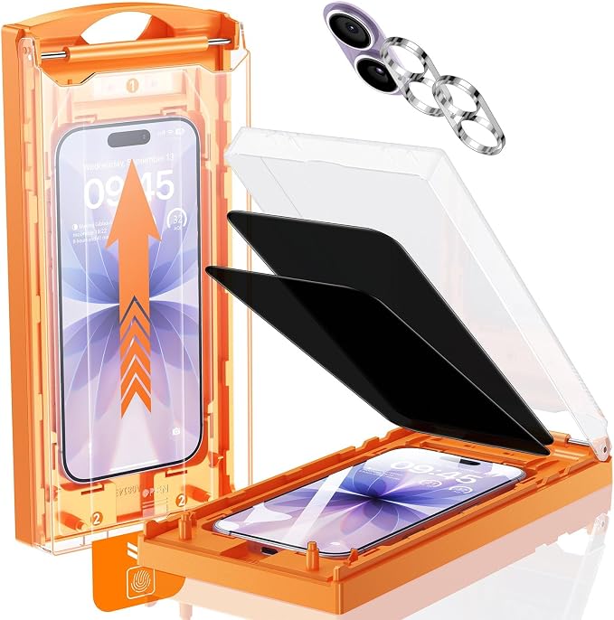 MRGLAS TOP 9H+ Glass 2+2 Packs for iPhone 17 Privacy Screen Protector