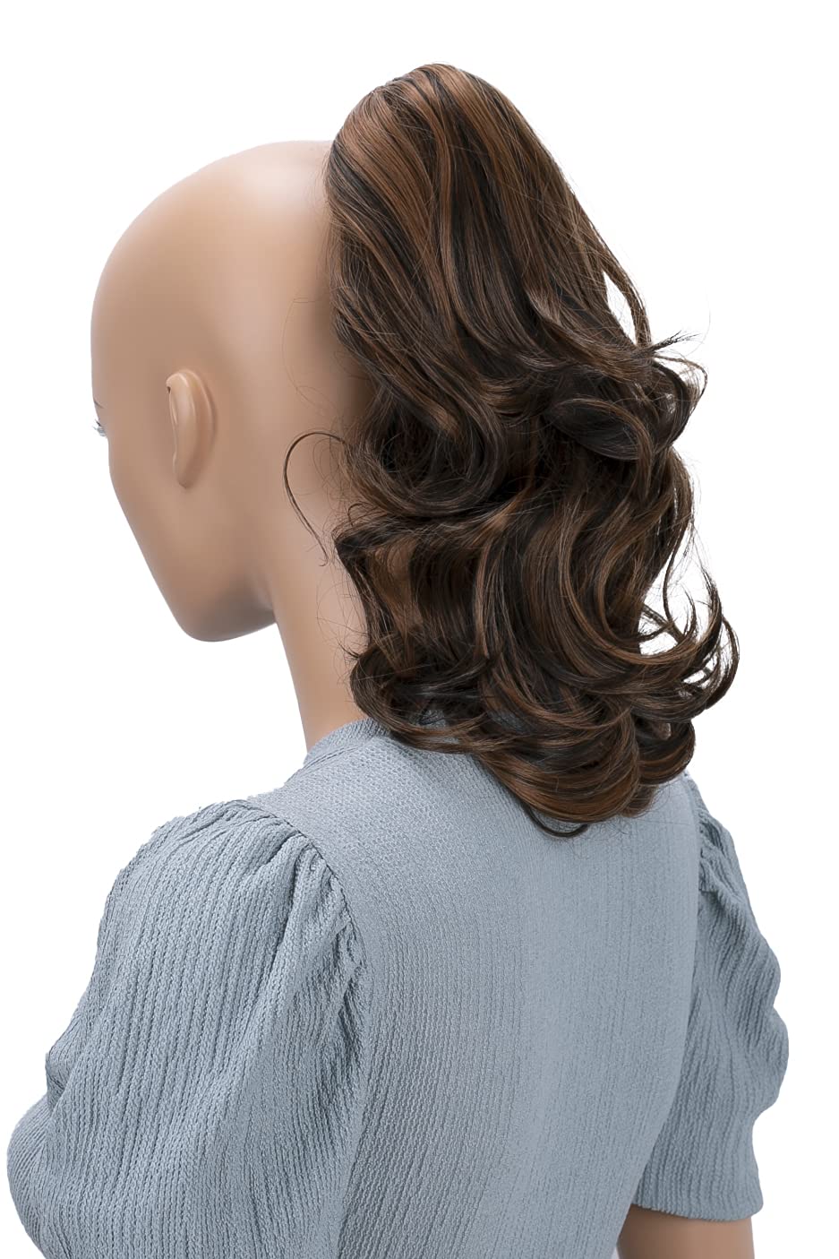Caisha 14'' Wavy Clip On Ponytail With Butterfly Clip Hairpiece Heat-Resistant Synthetic Fibres Brown Mix H92