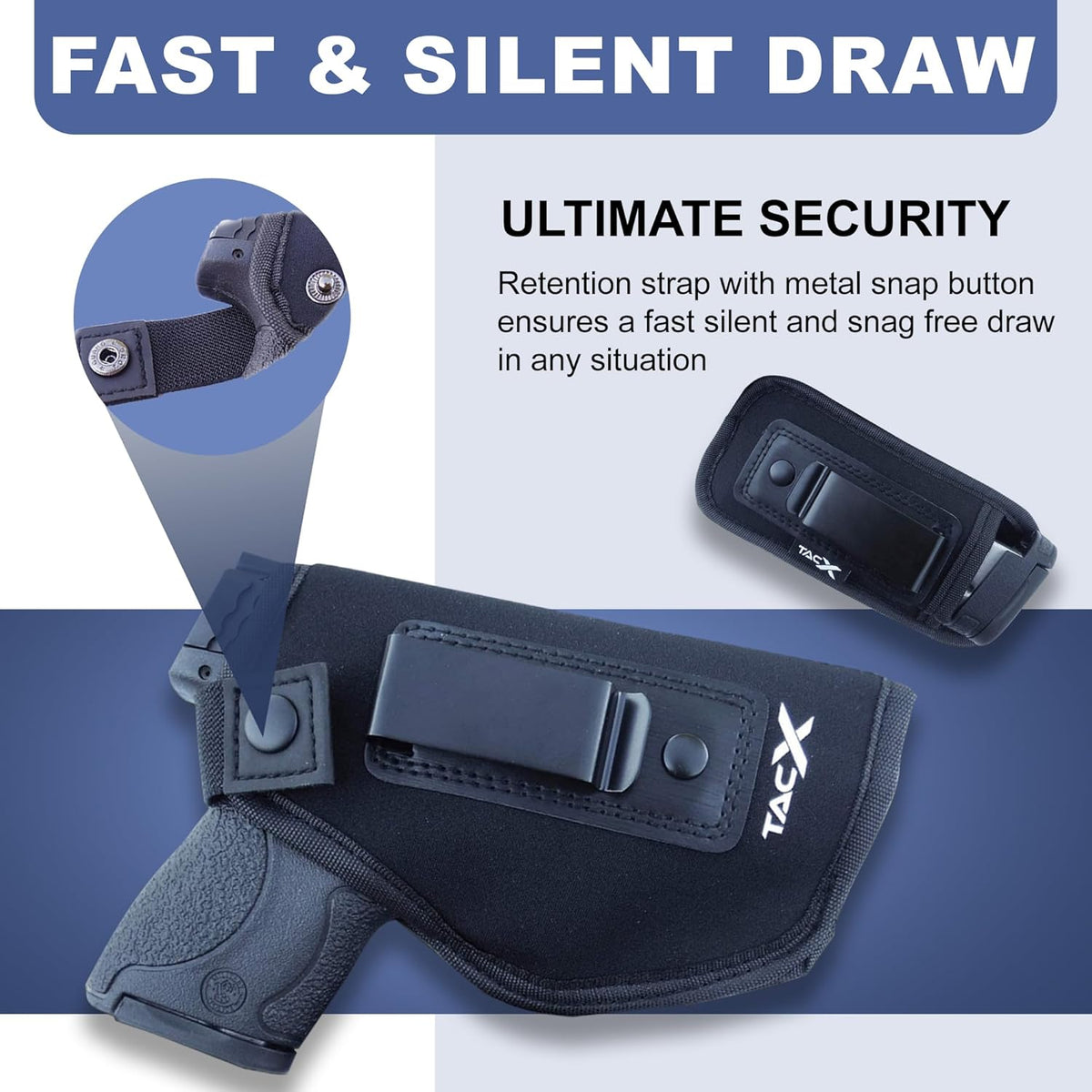 Universal IWB Holster - Concealed Carry Neoprene Bundle | Flexible & Breathable for S&W M&P Shield 9/40, 1911, XDS, Taurus, Glock