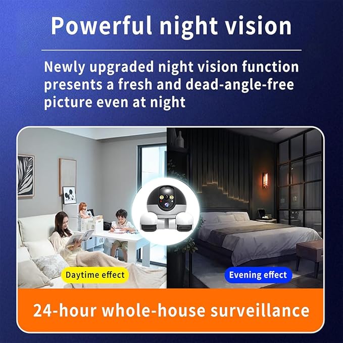 Pet Cameras Indoor with Phone App, 1080p Dual Lens, P 360°/T 90° Rotation Monitoring, 2-Way Talk, Night Vision, Motion Detection, Video Recording (WiFi, 128GB)