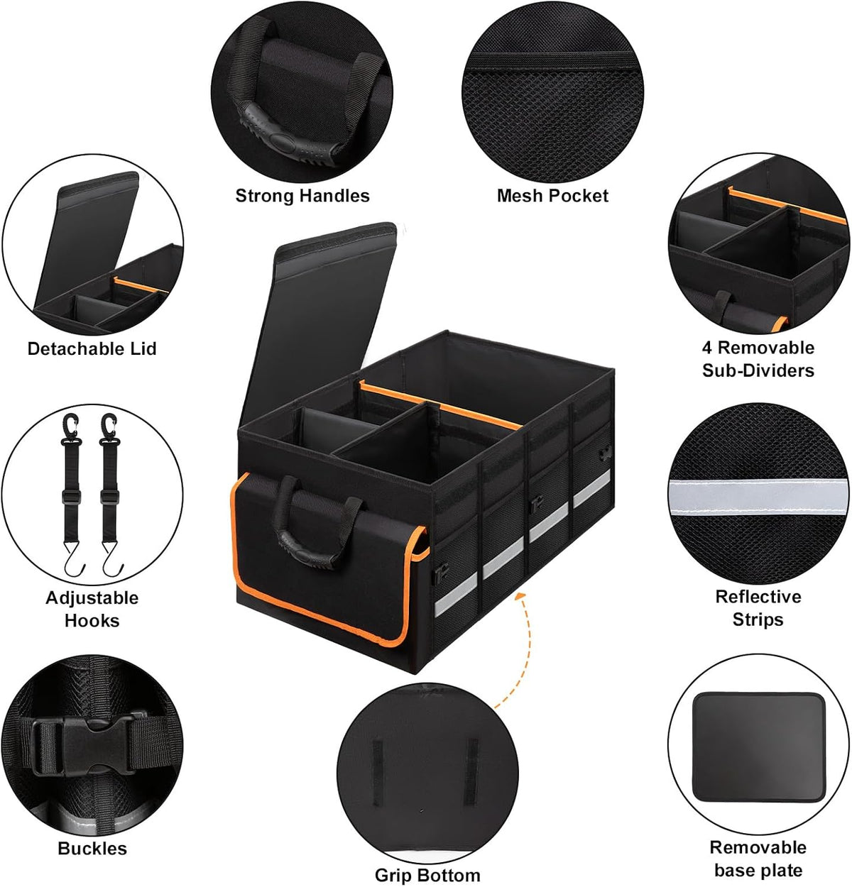 GDNasist Car Trunk Organizer and Storage for Car, SUV & Sedan