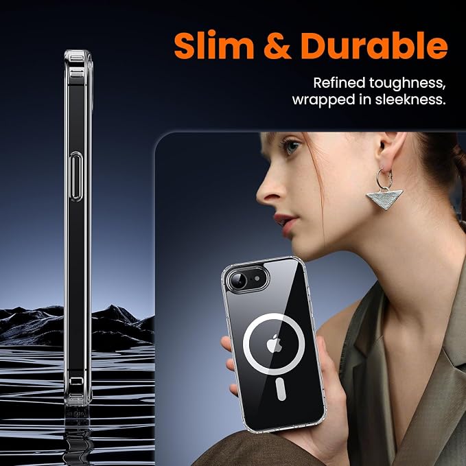 toushion 3 in 1 for iPhone 16E Case Clear/iPhone 17E Case, Not Yellowing
