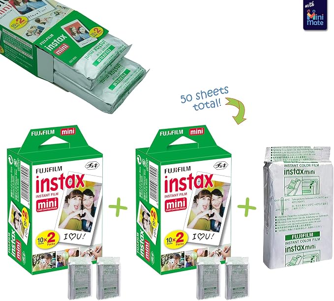 Fujifilm Instax Mini 12 Instant Camera + MiniMate Accessory Bundle & Compatible