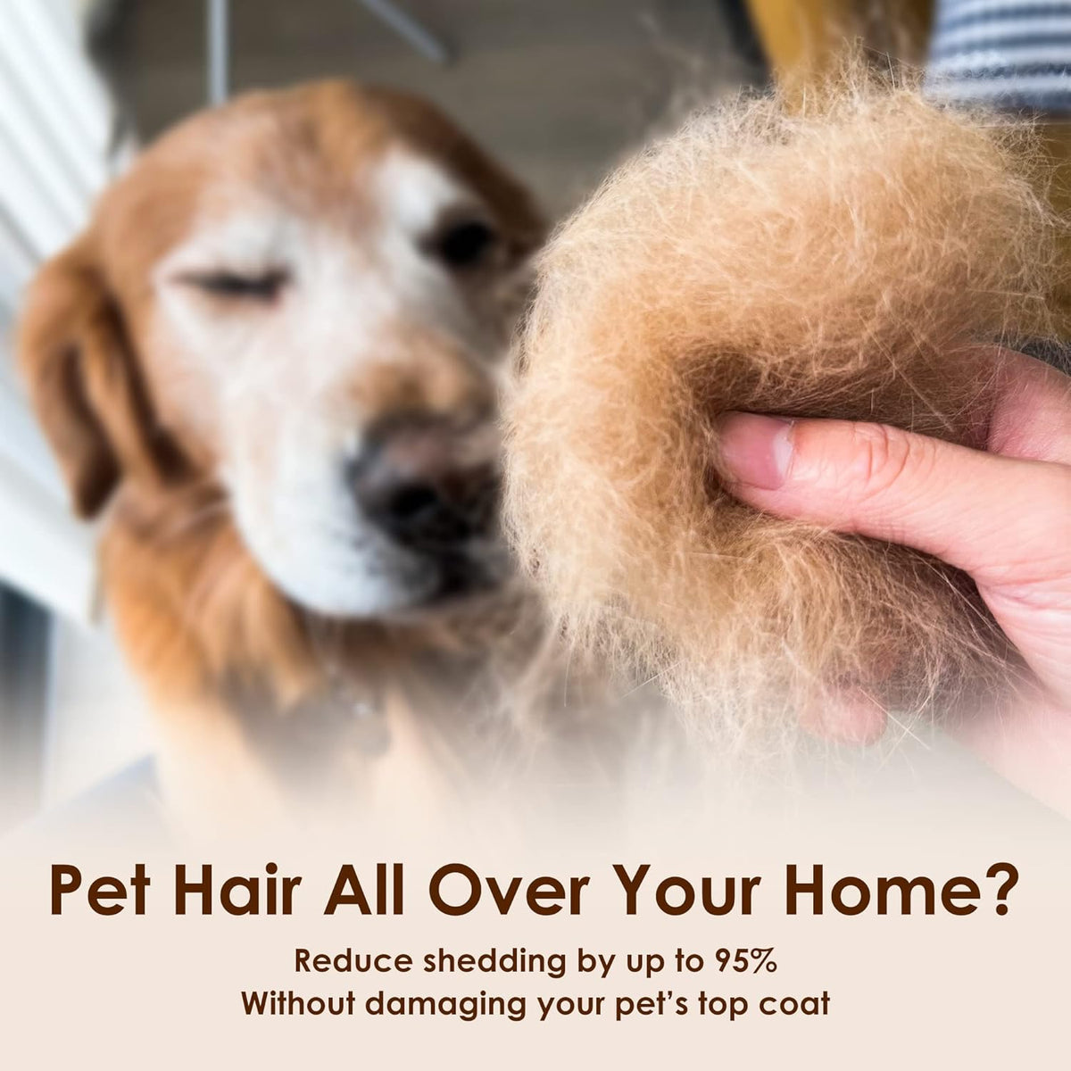 Skiennix Dog Deshedding Brush - Effortlessly Remove Loose Fur | Ergonomic Handle for Comfort