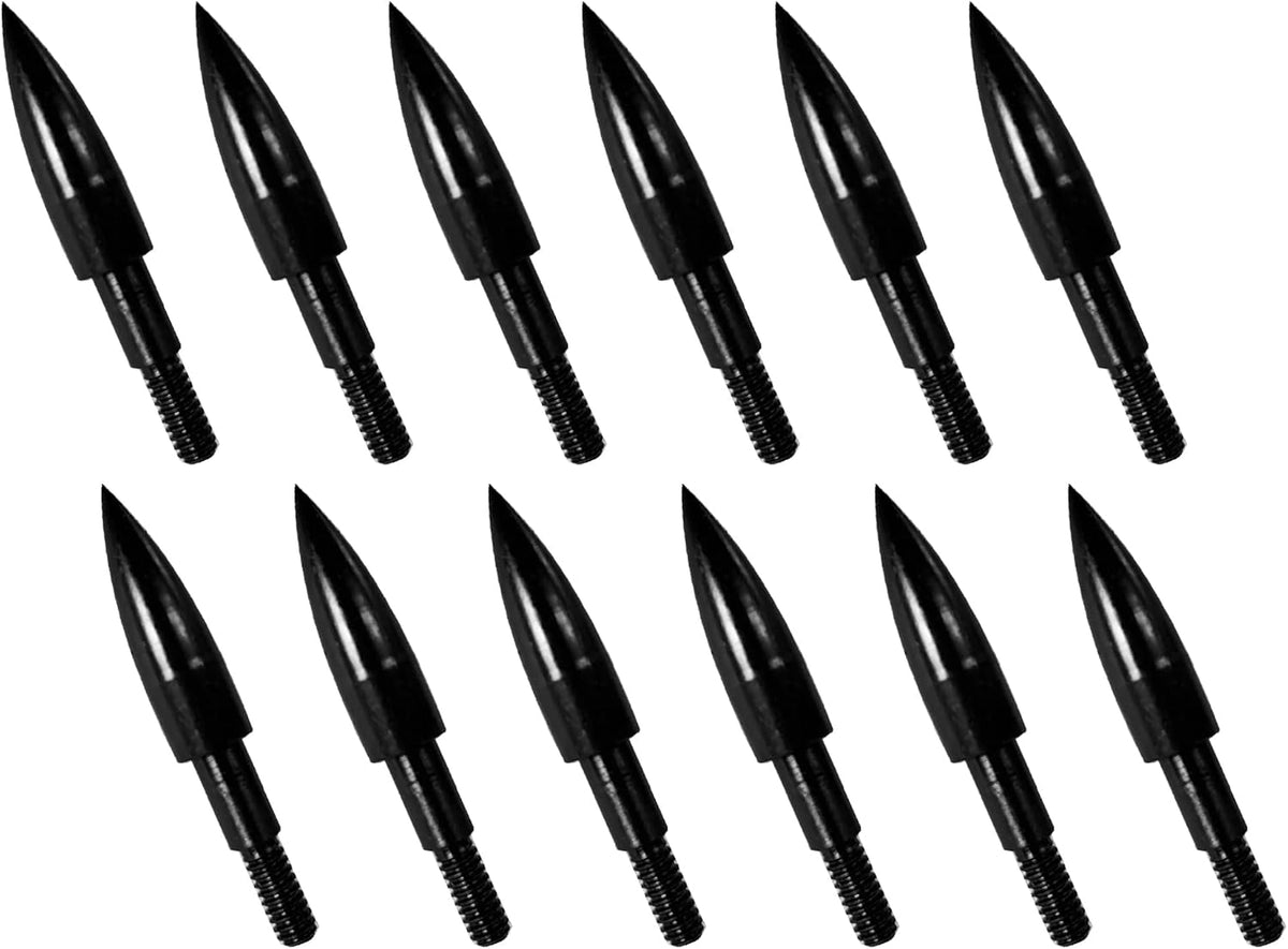 Skiennix Archery Arrow Tips - 12pcs Field Tips for Recurve & Compound Bows | 100-200 Grain, 5/16 Inch