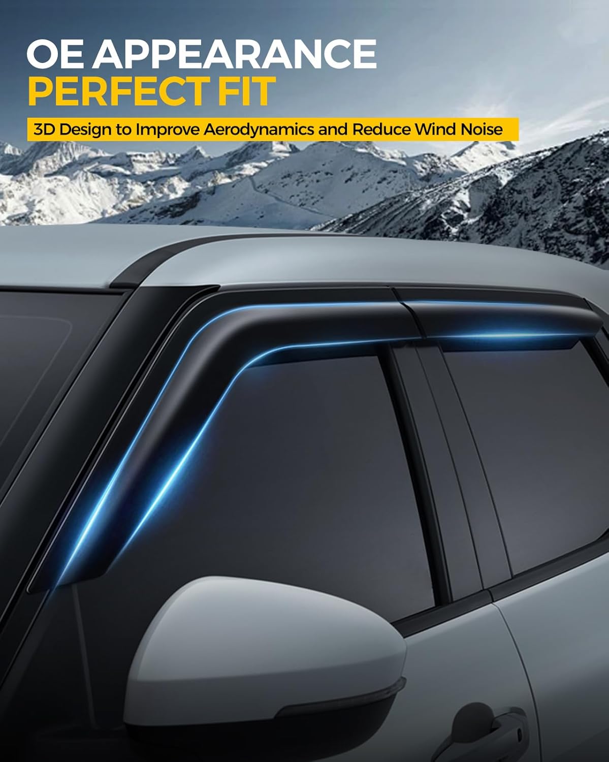 Rain Guards for Car Windows, Tape-On Window Visors Rain Guards Fit for 2016-2023 Toyota Tacoma, Window Deflectors, Vent Visors for Toyota Car Accessories, 4 Pieces