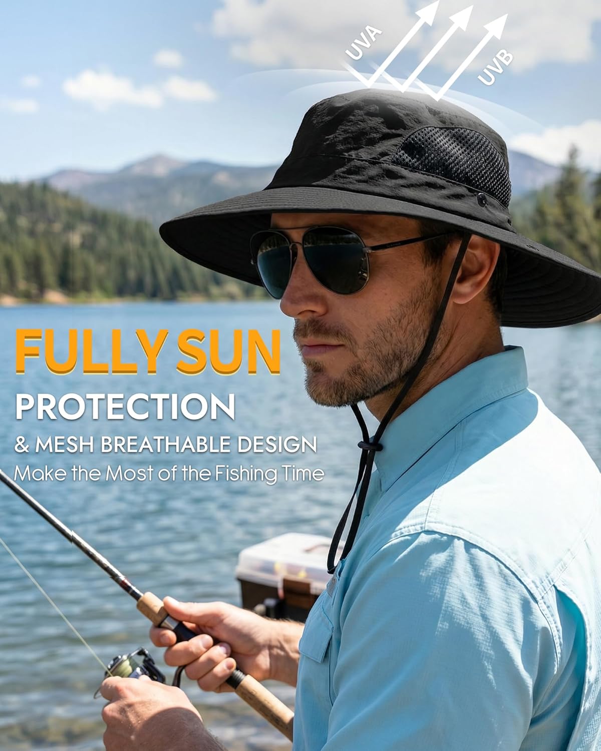 Skiennix Waterproof Sun Hat - Wide Brim Bucket Hat for Men & Women | Foldable Outdoor Fishing & Hiking