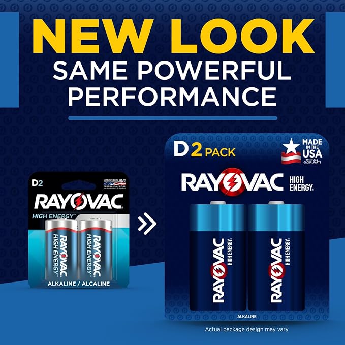 Rayovac High Energy D Batteries, Alkaline D Cell Batteries