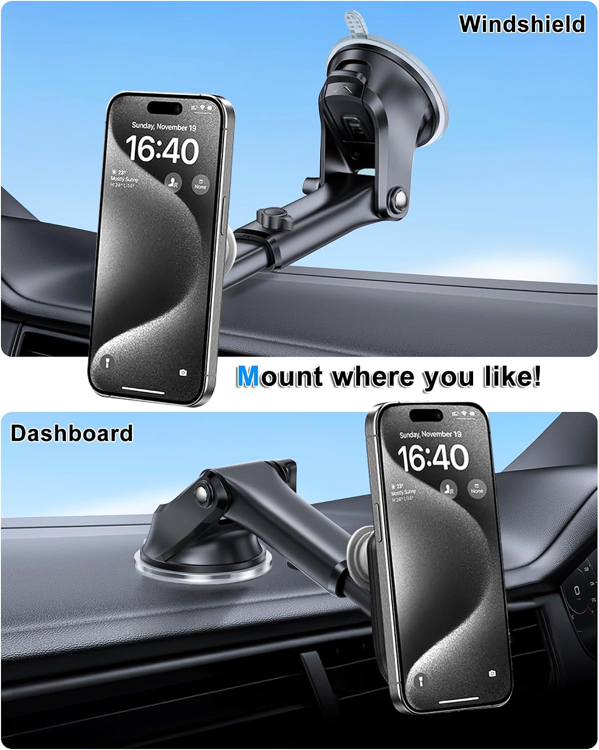 Car Mount for Pop Socket, Dashboard Windshield Car Phone Holder Compatible with Popsocket, Powerful Suction Cup Car Phone Mount Fits All Smartphones with Pop Grip