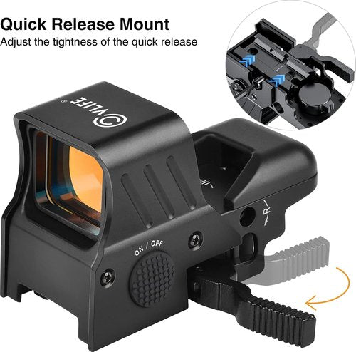 CVLIFE Quick-Detach Picatinny Mount - Upgraded Red Dot Sight with Multiple Reticle System | 33mm Objective Diameter