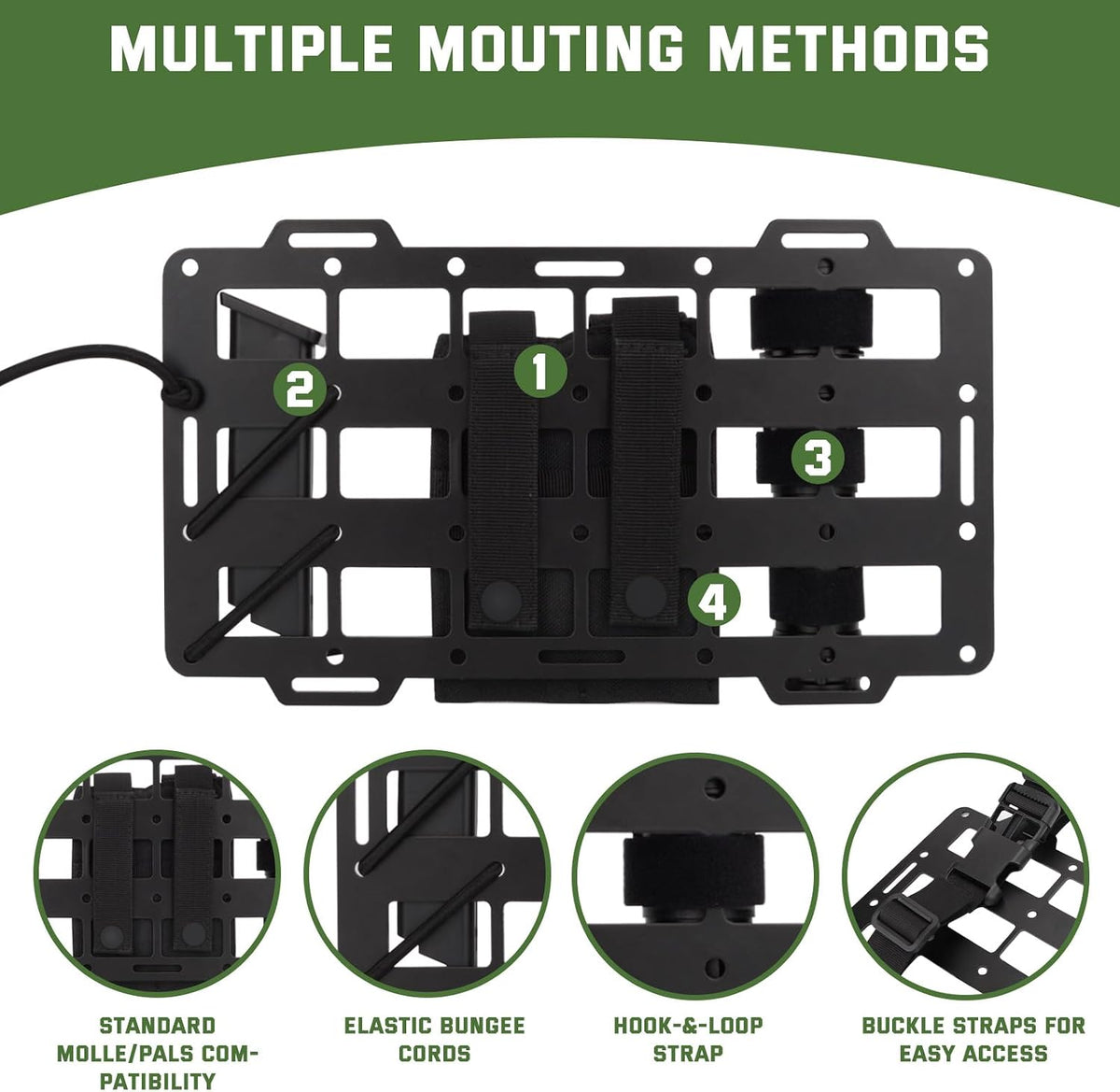 Pridefend Aluminum Alloy Molle Visor Organizer ,Rigid Aluminum Alloy MOLLE Panel Compatible with Backpack Tactical, Versatile Car Sun Visor Organizer for Trucks Vehicle SUV Interior Accessories